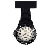 Prince London Rubberised Black Rotating Bezel Unisex Nurses Fob Watch PI-2044