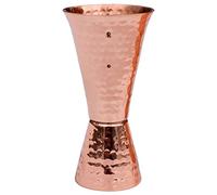 Prince of Scots Premium Hammered Pure Solid Copper Double Side Jigger, 1 ounce and 2 ounce Cups with 5 marks for measurement