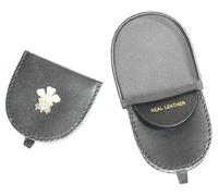 Prince of Wales Black Leather Coin Purse - Compact Wallet with 2 Compartments 630