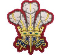 Prince of Wales Feathers Embroidered Patch - Premium Welsh Heritage Iron On and Sew On Badge with Detailed Crown Crest Design for Jackets, Bags, Hats, Uniforms and Custom Clothing