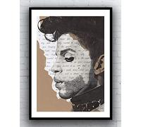Prince Portrait Drawing - signed Giclée art print with Purple Rain Lyrics - A5 A4 A3 Size artwork