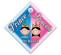 Prince & Princess On Board Car Sign, Baby On Board Sign, Suction Cup Car Sign