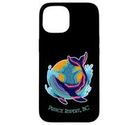 Prince Rupert, BC Colorful Abstract Indigo Whale Design Case for iPhone 15