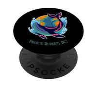 Prince Rupert, BC Colorful Abstract Indigo Whale Design PopSockets Adhesive PopGrip