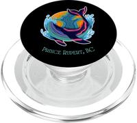 Prince Rupert, BC Colorful Abstract Indigo Whale Design PopSockets PopGrip for MagSafe