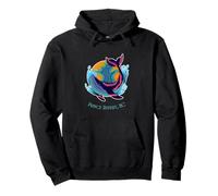 Prince Rupert, BC Colorful Abstract Indigo Whale Design Pullover Hoodie