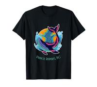 Prince Rupert, BC Colorful Abstract Indigo Whale Design T-Shirt