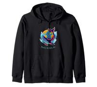 Prince Rupert, BC Colorful Abstract Indigo Whale Design Zip Hoodie
