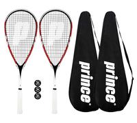 Prince Team 400 & 450 Squash Racket Twin Set Series, inc Full Length Protective Squash Racket Covers & 3 Squash Balls (Team Warrior 450)