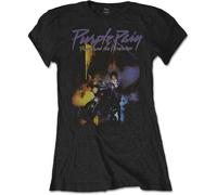 Rockoff Trade Women's Prince Purple Rain T - Shirt, Black (Black Black), 12 (Manufacturer Size:Large)