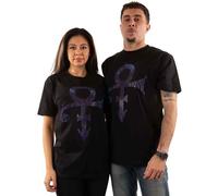Prince T Shirt Purple Diamante Symbol Logo Official Unisex Black L