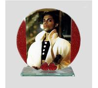Prince, White Coat, 1999, Cut Glass Round Plaque, Red Heart Diamante & Red & Silver Sides Design Limited Edition #1