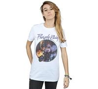 Prince Women's Purple Rain Distressed Boyfriend Fit T-Shirt White XXX-Large