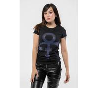 Prince Women's Purple Symbol Diamante Skinny Fit T-Shirt in Black | Size: Large Prince Black L