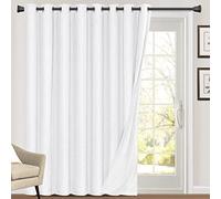 PrinceDeco 100% Blackout Curtains for Living Room Sliding Door Curtains Blackout Curtains 96 Inches Long Patio Curtains for Sliding Door Thermal Insulated Door Curtain,W100 X L96 Inch,Pure White