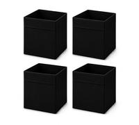Princekingx Drona Storage Boxes - Foldable Kellax Shelf Insert Box - Cube Shaped Fabric Storage Organizer, 33x38x33cm Shelving Unit with Handle, For Home, Office Use, Baby Nursery (BLACK, 4 PACK)