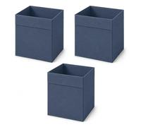 Princekingx Drona Storage Boxes - Foldable Kellax Shelf Insert Box - Cube Shaped Fabric Storage Organizer, 33x38x33cm Shelving Unit with Handle, For Home, Office Use, Baby Nursery (BLUE, 3 PACK)