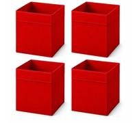 Princekingx Drona Storage Boxes - Foldable Kellax Shelf Insert Box - Cube Shaped Fabric Storage Organizer, 33x38x33cm Shelving Unit with Handle, For Home, Office Use, Baby Nursery (RED, 4 PACK)