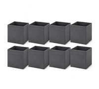 Princekingx Drona Storage Boxes - Foldable Kellax Shelf Insert Box - Cube Shaped Fabric Storage Organizer, 33x38x33cm Shelving Unit with Handle, For Home, Office Use, Baby Nursery (GREY, 8 PACK)