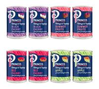 Princes Fruit Fillings and Topping Bundle - Black Cherry, Red Cherry, Summer Fruits, and Apple (8 x 395g)