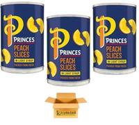 Princes Peach Slices in Juice 410g Tins - No Artificial Preservatives Fruit in Juice 1 of Your 5 a Day (3x)