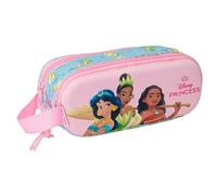 PRINCESAS DISNEY 3D - Double 3D Pencil Case, Children's Pencil Case, Ideal for School Age Children, Comfortable and Versatile, Quality and Resistance, 21 x 6 x 8 cm, Light Pink/Sky Blue, M, Casual