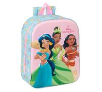 PRINCESAS DISNEY 3D - Nursery Backpack 3D, Adaptable to Cart, Easy Cleaning, Ideal for Children of Different Ages, Comfortable and Versatile, Quality and Resistance, 22 x 10 x 27 cm, Light Pink/Sky