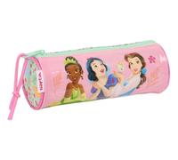 PRINCESAS DISNEY BLOOM - Round School Pencil Case, Children's Pencil Case, Ideal for Children from 5 to 14 Years, Comfortable and Versatile, Quality and Resistance, 20 x 7 cm, Aqua Green/Light Pink,
