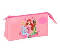 PRINCESAS - Triple Pencil Case, Children's Pencil Case, Ideal for School Age Children, Comfortable and Versatile, Quality and Resistance, 22 x 3 x 12 cm