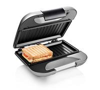 Princess 127003 Deluxe Sandwich Maker for 2 Sandwiches, Grill Plates, Surface 22 x 12 cm, Lid with Safety Lock, Grey