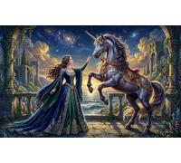 Princess And Unicorn 1000 Piece Jigsaw Puzzle,Adults & Kids 14+,Home Wall Decor,Whimsical Challenge,Educational Toy,Premium Cardboard,Great Gifts,Stress Relief 38x26cm