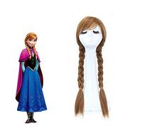 Princess Anna Cosplay Wig 65cm Long Braided Heat Resistant Synthetic Wigs for Adults Halloween Party Costume Wig+ Wig Cap