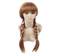 Princess Anna Wig with Two Braids Brown Cosplay Wigs with Cap for Women