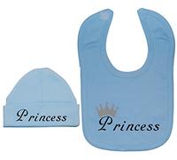 Princess Baby Feeding Bib & Beanie Hat/Cap Set - 6-12 Months - Blue