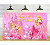 Princess Backdrop for Birthday Party Decorations, Princess Aurora Background for Baby Shower Party Cake Table Decorations Supplies, Sleeping Beauty Theme Banner, 5x3ft, Pink, One Size