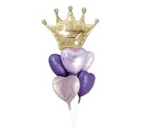 Princess Balloons - Purple Crown for Christmas, Princess Balloons Self Inflate, Birthday Balloons for Girls,Purple and Gold Large Crown Heart Foil Helium Mylar Balloon Set for Baby Showers Party Decor