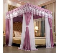 Princess Bed Canopy Curtain - Double Layer Cozy Drape Mosquito Net Tent for Bedroom Decoration - 4 Openings for Adults