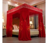 Princess Bed Canopy Curtain - Double Layer Cozy Drape Mosquito Net Tent for Bedroom Decoration - 4 Openings for Adults