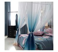 Princess Bed Canopy for Girls, Elegant 3-Opening Double Layer Mosquito Net with Bold Metal Bracket, 4 Corner Post Design for Double Bed, Bedroom Decor