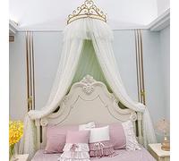 Princess Bed Canopy for Girls' Room Decor Crown Design Romantic Ambiance Yarn Net Tents & Valance Included.