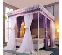 Princess Bed Canopy with 4 Corners, Double Layer Sheer Mesh Mosquito Netting for Queen/King Beds, Elegant Room Decor, 4 Openings for Easy Access