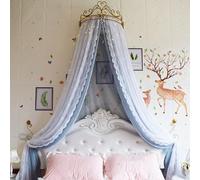 Princess Bed Canopy with Elegant Metal Crown Design for Kids' Bedroom, Dreamy Castle Tent and Cozy Reading Nook Decoration