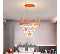 Princess Bedroom Chandelier Star Crown Daughter Room Small Pendant Light Warm Cartoon Decorative Color Ceiling Hanging Fixtures, LED Chandelier