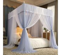Princess bedspread - Four-poster curtains with lace embroidery mosquito net - Elegant embellishment for a girl's bed
