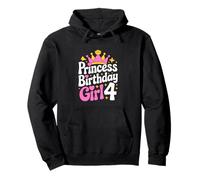 Princess Birthday Girl 4 Fourth Birthday Crown Pullover Hoodie