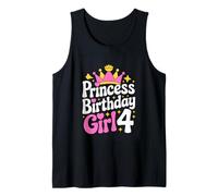 Princess Birthday Girl 4 Fourth Birthday Crown Tank Top