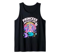 Princess Birthday Girl 6 Magical Mermaid Unicorn Tank Top