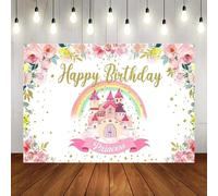 Princess Birthday Party Backdrop Royal Castle Photography Background Rainbow Flower Party Banner Girl Baby Party Decoration 300x200cm