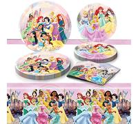 Princess Birthday Party Supplies, 20 Plates, 20 Napkins and 1 Tablecover for Girls Party Supplies, Princess Theme Party Decorations