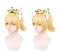 Princess Bowsette Cosplay Wig Golden Super Mario Peach Koopa Bowser Role Playing Adult Synthetic Hair Only Wig